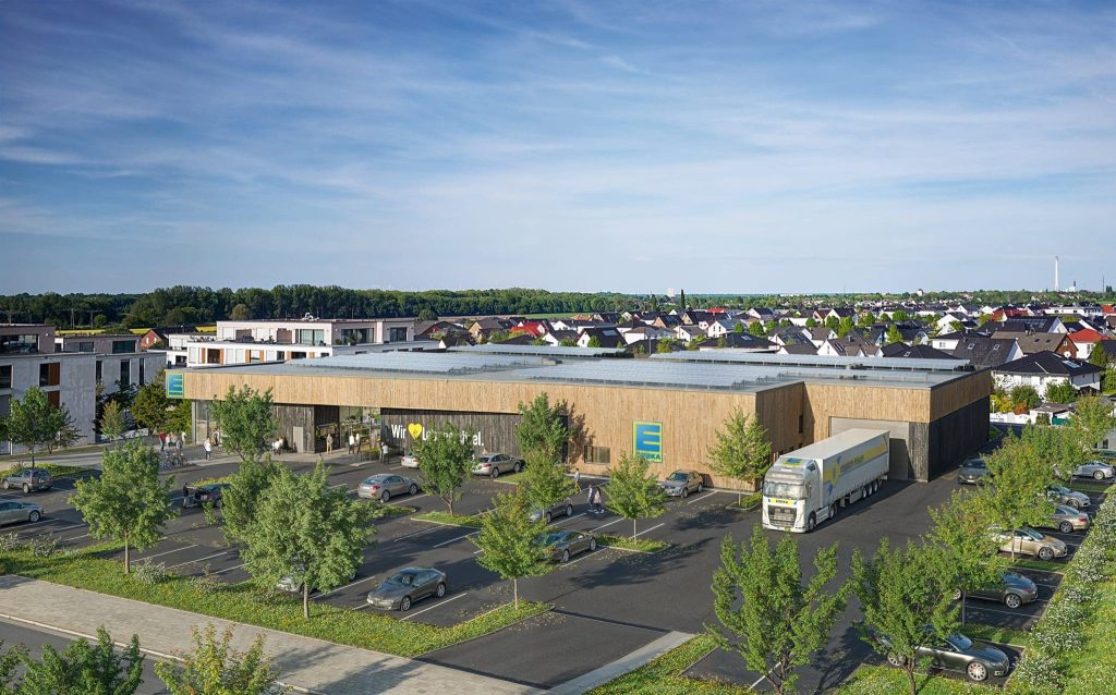TRIQBRIQ baut Rohbau für erstes recyclebares Supermarkt-Gebäude für EDEKA