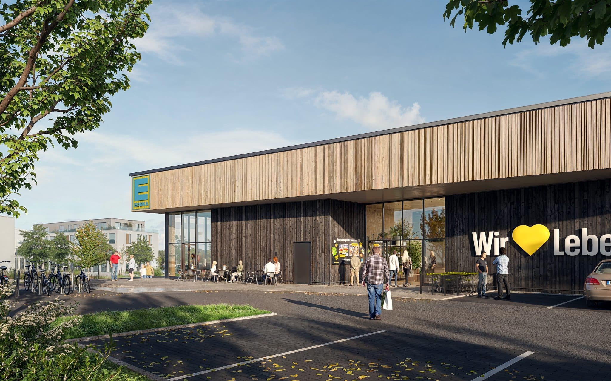 TRIQBRIQ baut Rohbau für erstes recyclebares Supermarkt-Gebäude für EDEKA